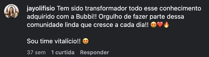 Comentário de @jayolifisio no Instagram