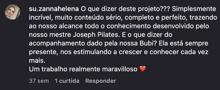 Comentário de @su.zannahelena no Instagram