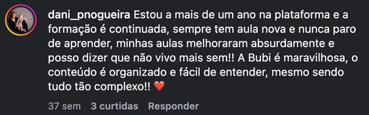 Comentário de @dani_pnogueira no Instagram
