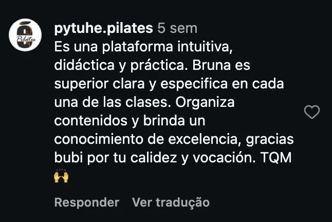 Comentário de @pytuhe.pilates no Instagram