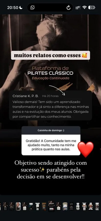 Mensagem de aluna no WhatsApp