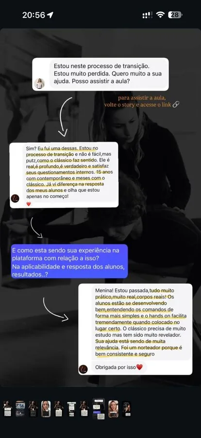 Mensagem de aluna no WhatsApp